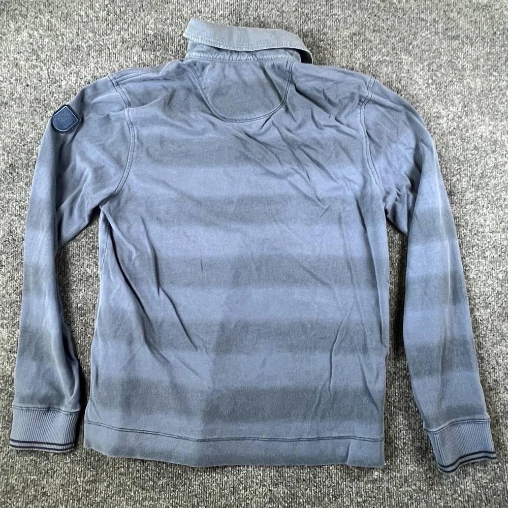 Hugo Boss Men's Long Sleeve Rugby Polo Shirt L Blue‎ Striped Patch Logo